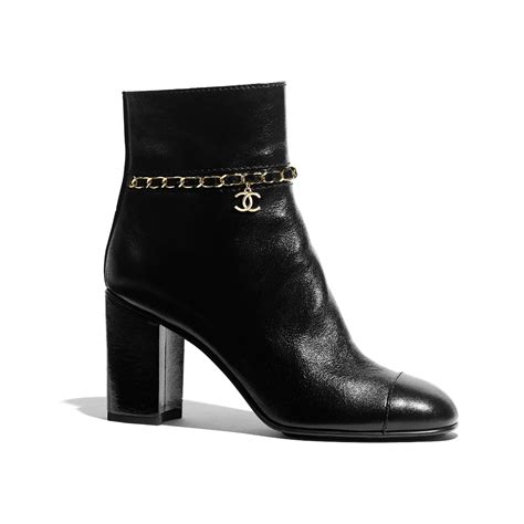 chanel boots clear heel|Chanel black canvas heel boots.